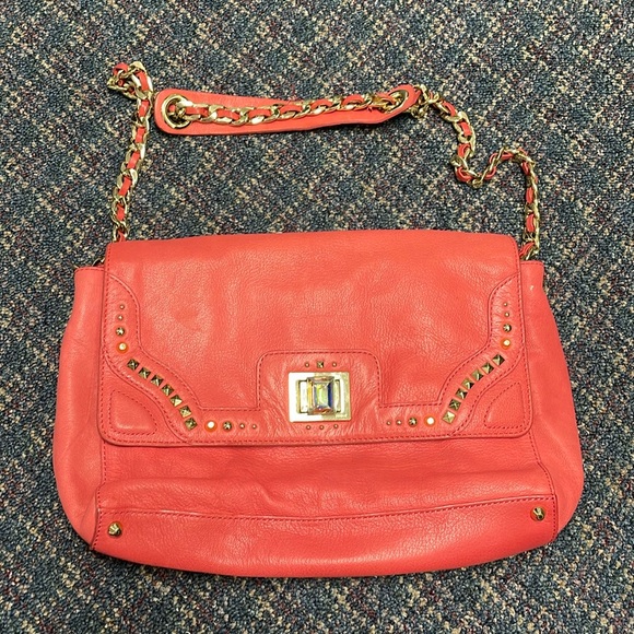 Preloved Juicy Couture jewelled coral leather handbag - Picture 1 of 17